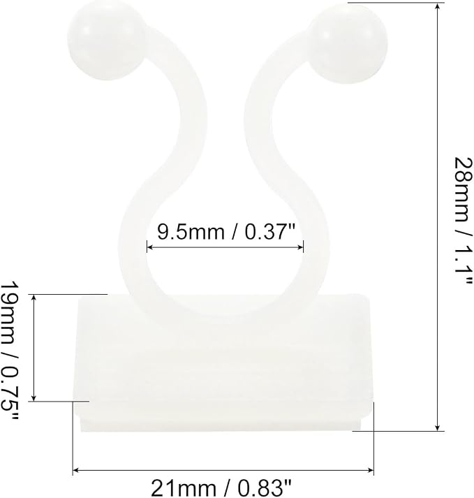 uxcell 100Pcs Plant Climbing Wall Fixture Clips, Plant Fixer Self-Adhesive Hooks Wire Fixing Supporting for Indoor Outdoor Decoration and Cable Wire Fixing (White, 9.5mm/0.37")