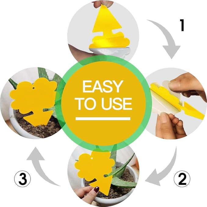 58 Pack Gnat Killer Sticky Traps for Plants - Yellow Fungus Gnat Sticky Trap for Indoor Houseplants, Fruit Flies, Whiteflies, Aphids - Family Friendly Design, Flower and Cloud Shapes
