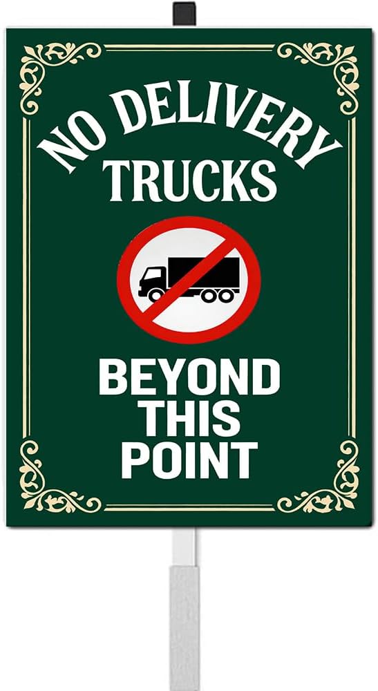 No Delivery Trucks in Driveway Yard Sign With Stakes No Truck Parking Private Property Drive Road Do Not Park Rustproof Reflective Aluminum Courtyard Signs 8x12 IN