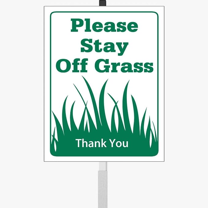 New Grass Growing Please Keep Off Yard Sign With Stake,Stay Off Grass Reflective Aluminum Lawn Signs Rust Free Garden Signs (8x12in)