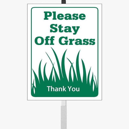 New Grass Growing Please Keep Off Yard Sign With Stake,Stay Off Grass Reflective Aluminum Lawn Signs Rust Free Garden Signs (8x12in)