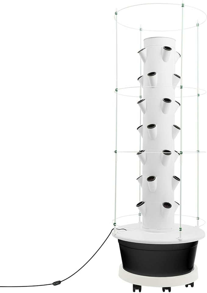 Hydroponics Growing System, 28-Plants Indoor Hydroponic Tower with Pump System, Timer, Climbing Trellis, Vertical Garden Planter with Wheels, Hydroponic Germination Kit for Gardening Lover