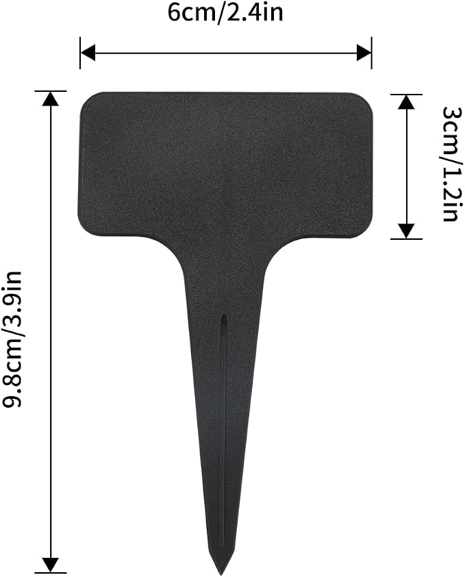 KINGLAKE 100 Pcs Waterproof Thick Plastic Black Plant Tags T Type Nursery Garden Labels