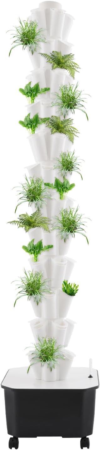 Hydroponics Growing System, 12 Layers 60 Plant Sites Indoor Hydroponic Tower with Water Pump, Vertical Garden Planter with Wheels, Hydroponic Germination Kit for Gardening Lover