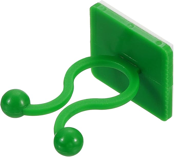 uxcell 100Pcs Plant Climbing Wall Fixture Clips, Plant Fixer Self-Adhesive Hooks Wire Fixing Supporting for Indoor Outdoor Decoration and Cable Wire Fixing (Green, 9.5mm/0.37")