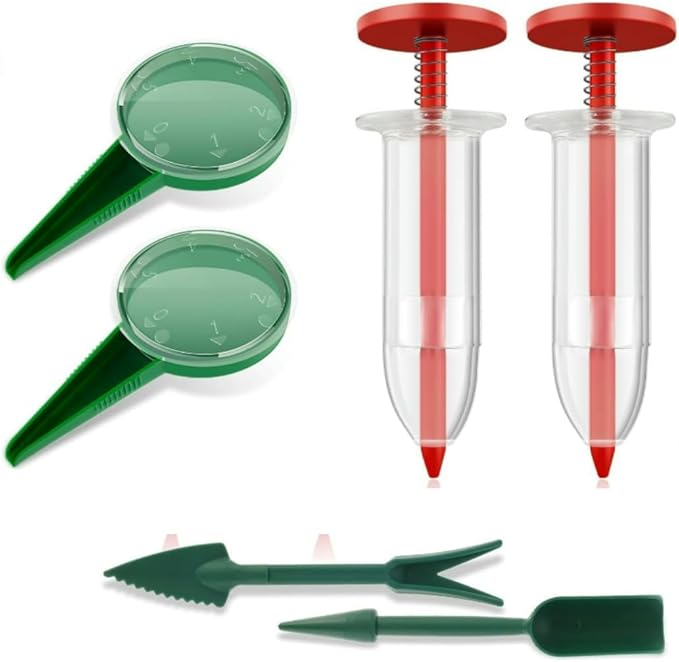 6Pcs Mini Sowing Seed Dispenser, Seed Planter Tool, Handheld Seed Planter, Mini Hand Seed Spreader, Garden Seed Planter, Small Seed Spreader with Seedlings Dibber Widger for Spreading,Seed Sower Tool