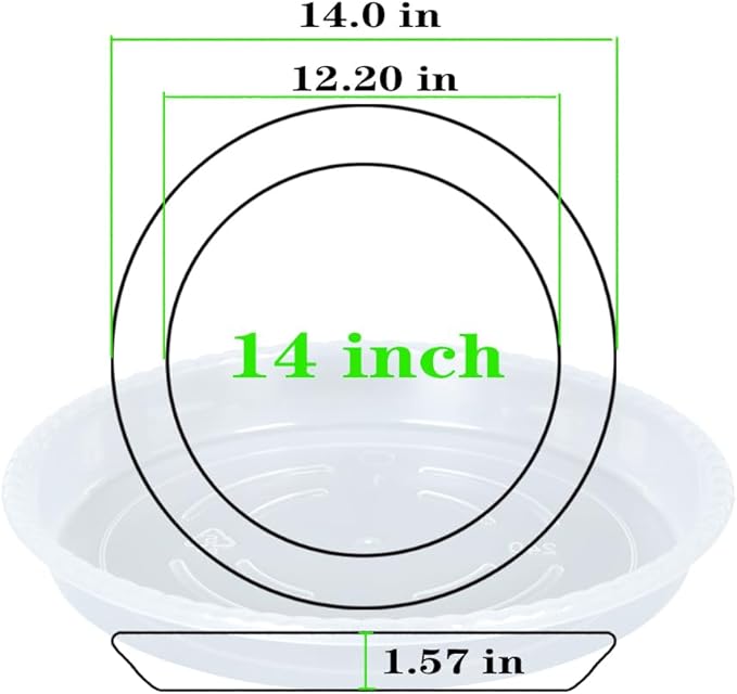 OVZILKI Plant Saucer 2 Pack of 14 inch, Clear Plastic Flower Plant Pot Saucer, Heavy Duty Plant Drip Trays Saucers for Indoor, Plant Water Tray for Planters