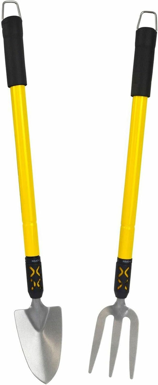 AB Tools 2pc Garden Fork & Spade/Shovel Telescopic Extendable 25” - 37” Gardening