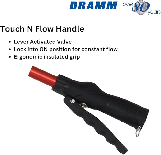Dramm Touch-N-Flow Rain Wand – 30” Long, Orange – Full Watering Flow with Trigger-Style Shut-Off Valve & Lock – High-Flow, Gentle Spray for Gardens, Hanging Baskets & Flowerbeds