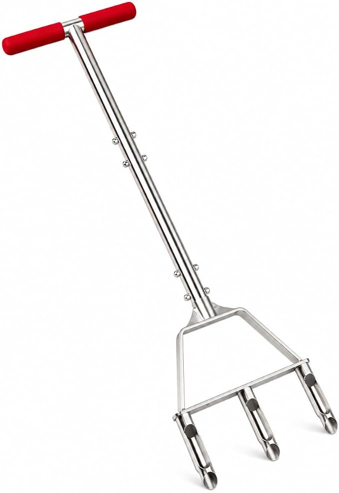 PPZ Manual Push Lawn Aerator, Semi-Assembled Handheld Tool with 3 Replaceable Heads for Lawn Aeration