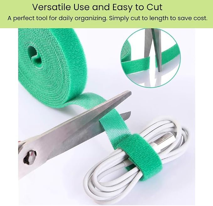 Plant Ties Hook and Loop Garden Tapes 1/2'' Wide Fabric Fastening Tape Double Sided Self Gripping Strap Reusable Adjustable Cable Ties Garden Vines Ties, Soft Plant Tie (1/2 Inch x 32 ft, Green)