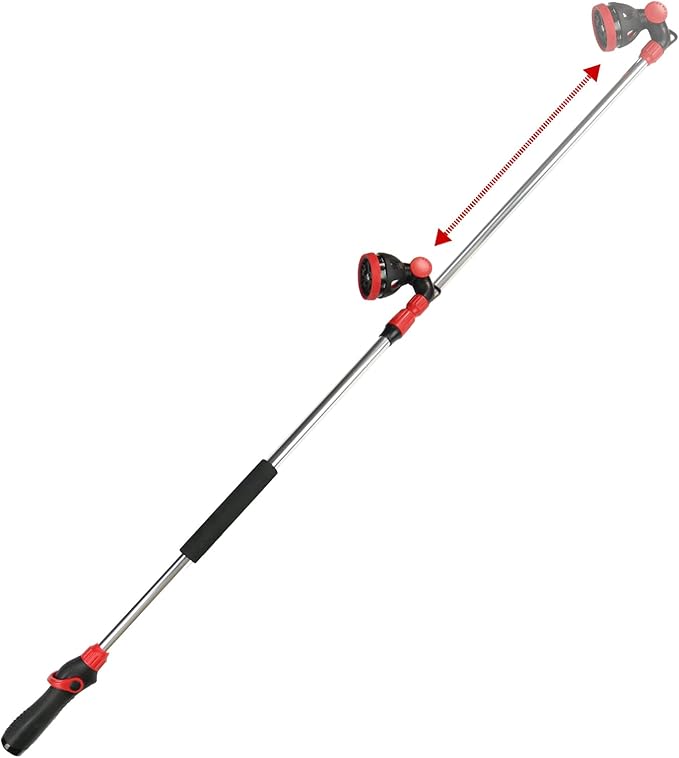 Chapin International 4673 10 Pattern Rotatable Nozzle and 39 to 56 inches Extension Telescoping Watering Wand, Black/Red, 39-56 inches