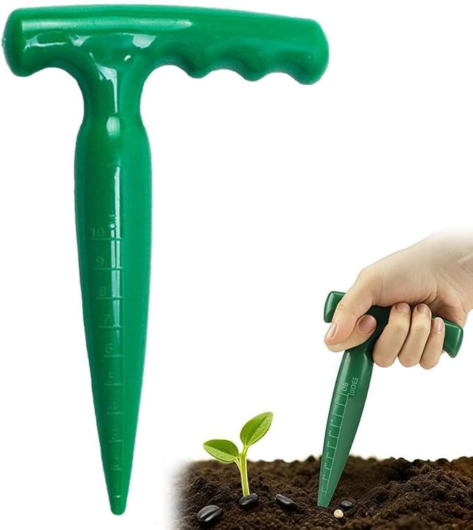 Hand Dibber with Measuring Scale - Handheld Seed Dibber Bulb Planter Tool Seed Planter, Planting Dibbers for Garden Sowing Seeds Transplanting Vegetable Loose Soil