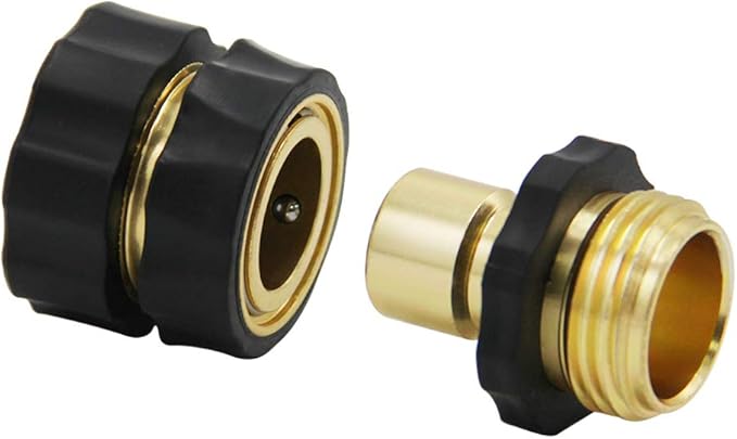 Twinkle Star 3/4 Inch Garden Hose Fitting Quick Connector Male and Female Set with Extra Rubber Washers, 2 Set
