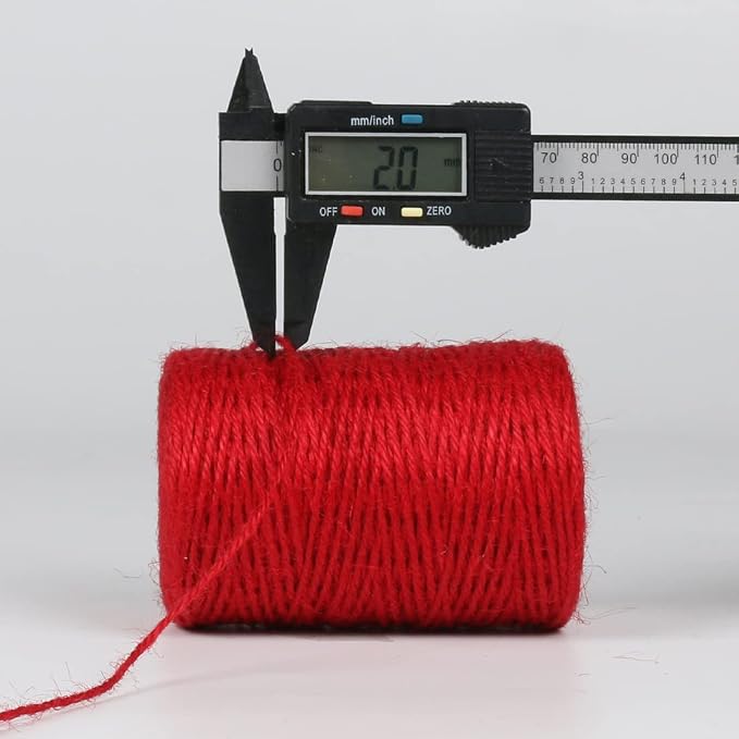 PerkHomy Natural Jute Twine 600 Feet Long Colored Twine Rope for Crafts Gift Wrapping Packing Gardening and Wedding Decor (Red)