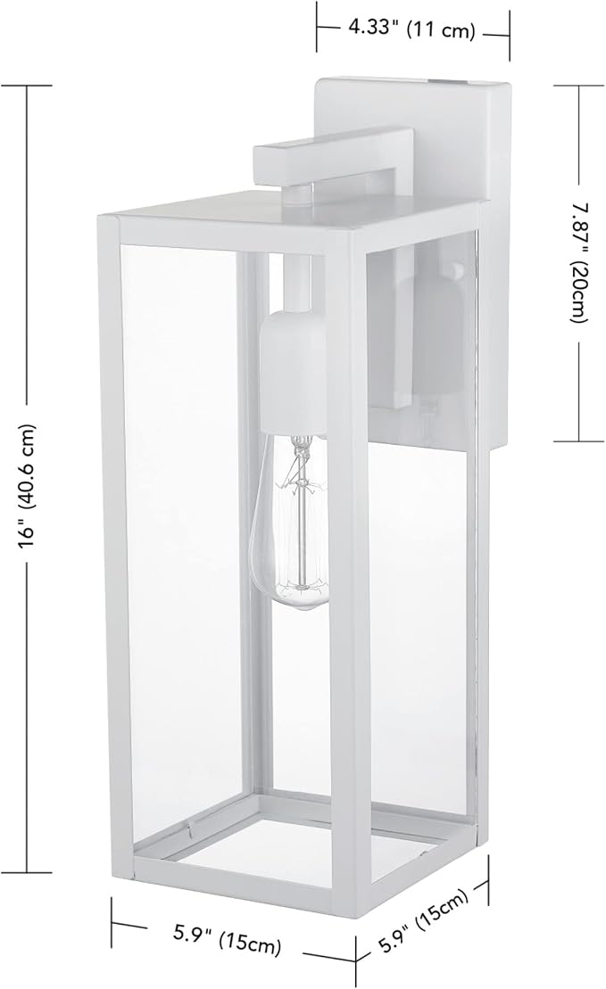 Globe Electric 44836 Bowery 1-Light Outdoor Indoor Wall Sconce, Matte White, Clear Glass Shade