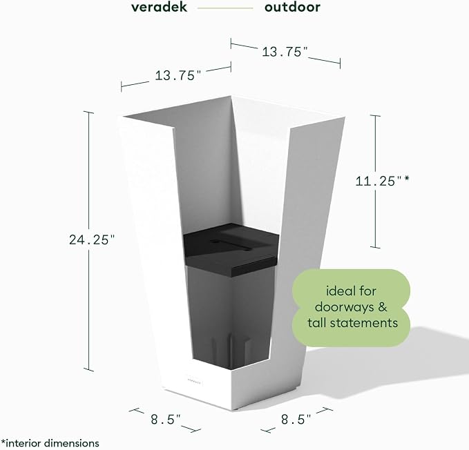 Veradek V-Resin Indoor/Outdoor Taper Planter, 2-Pack (24 inch, White)