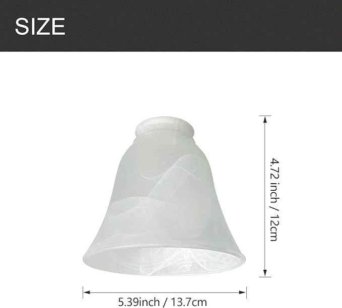 4 Pack Ceiling Fan Light Covers, Transitional Style Replacement Bell Shaped Glass Shade Ceiling Fan Replacement Globes (Alabaster, 4-3/4'')