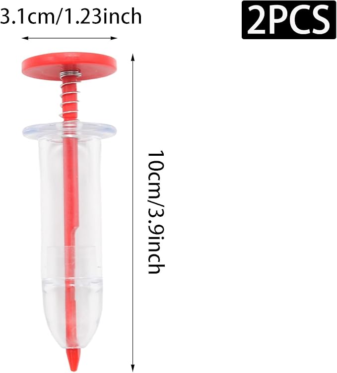 2PCS Mini Sowing Seed Dispenser, Small Seed Spreader Handheld, Mini Garden Spreader for Grass, Spinach, Carrot and Lettuce Seeds (Red)