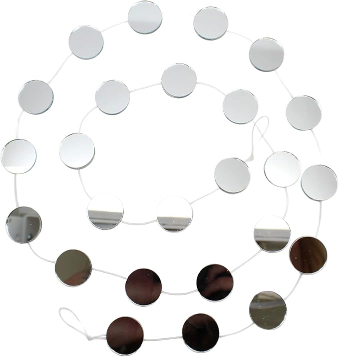 Mirror Garland Strand, Real Mirror Suncatcher, Hanging Garden Sun Catcher Mobile, Patio Decor, Window Sun Catcher, 50 Double Sided Glass Mirrors, 48 Inch Strand