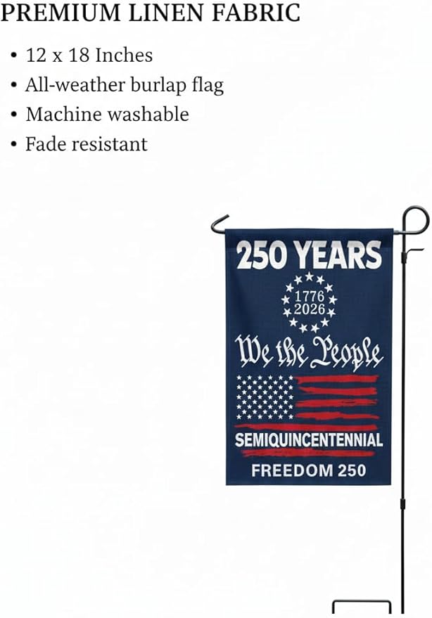250 Anniversary USA Garden Flag,America Garden Flags For Outside,12x18'',Double Sided Flag For Outdoor Garden Decor (We the People)