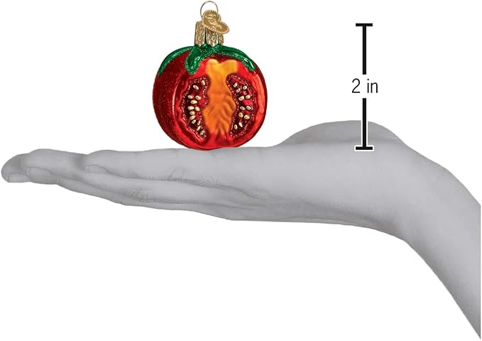 Old World Christmas Garden Tomato Glass Blown Ornament for Christmas Tree, Handcrafted Holiday Decoration, Garden Collection