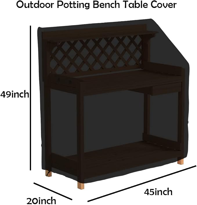 Outdoor Garden Potting Bench Table Cover Waterproof, 45" L x 20" W x 49" H