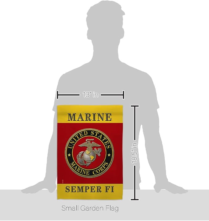 US military Marine Corps USMC Semper Fi Flag Double-Sided Lawn Decoration Gift House Garden Yard Banner United State American Military Veteran, 12" x 18.5 Made in USA