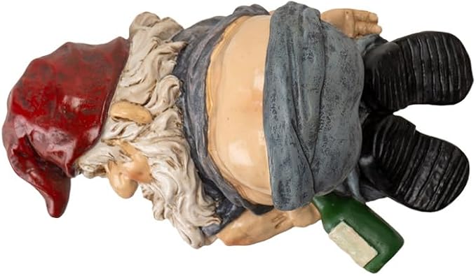 Pacific Giftware Drunken Gnome, Drunken Mess Gnome, Funny Drunken Garden Gnome