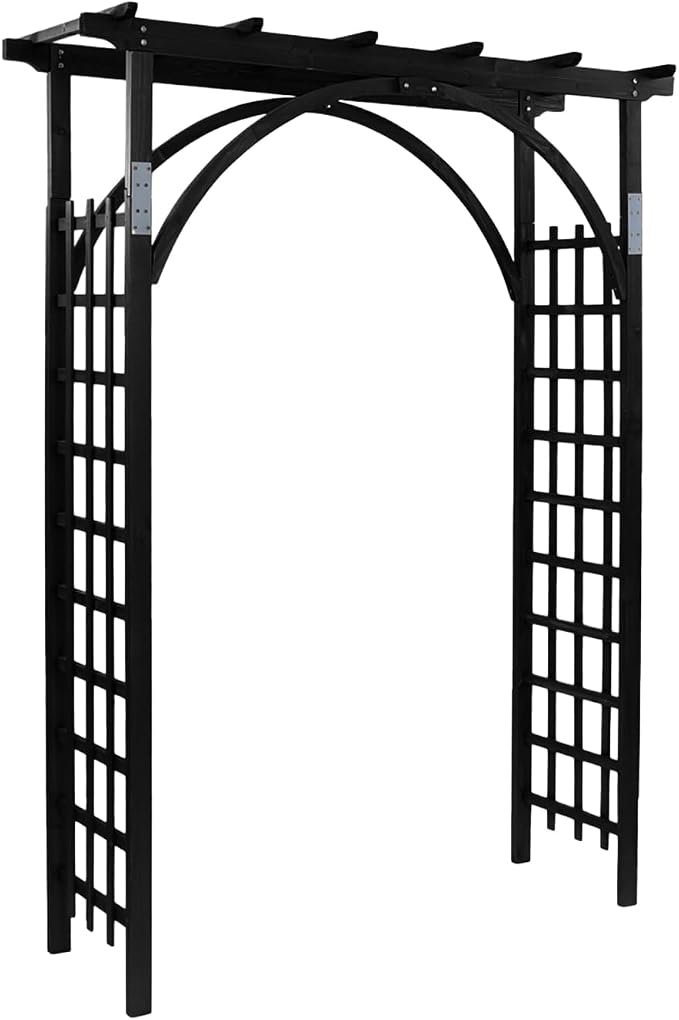 VINGLI 85in Wooden Arbor, Wedding Arch for Ceremony, Wood Trellis for Plant Climbing, Christmas Decor Pergola for Garden Backyard, Lawn (Black)