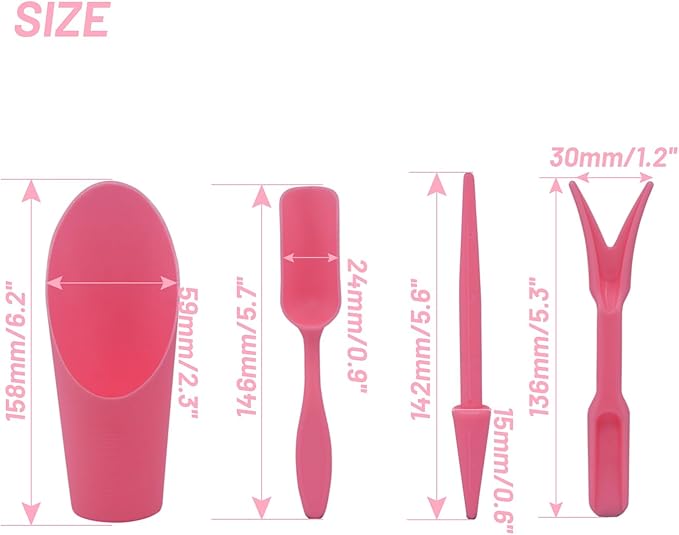 Soil Scoop for Indoor Plants - Plastic Mini Garden Plant Care Shovel Hand Tools Transplanting Succulent Cultivation Digging Scoops Kits, Pink