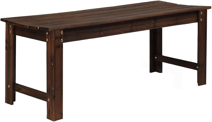 VINGLI Outdoor Wood Bench, 48" Outdoor Bench Patio Wooden Bench Garden Bench Outdoor Backless Bench for Deck Patio (Carbonized)