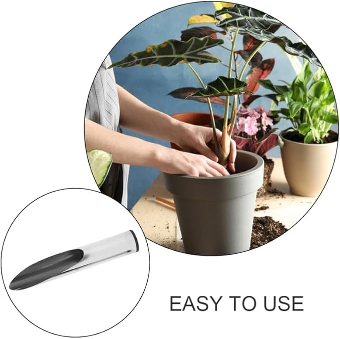Small Stainless Steel Soil Scoop for Indoor Plants, Metal Potting Bucket Shovel Bonsai Tools, Succulent Gardening Scooper Trowel for Dirt Container