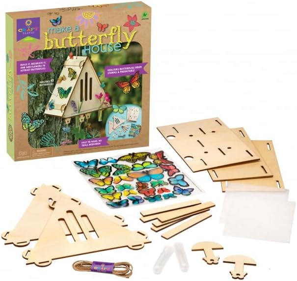 Craft-Tastic — Make A Butterfly House — DIY Nature Craft — No Tools Needed — Decorate Your House with Flowers — Ages 4+ with Help