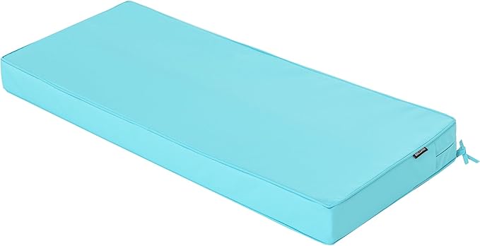 Outdoor Bench Cushion 42 x 18 Inch Thick Waterproof Porch Swing Cushions with Tie Patio Furniture Chair Cushion Bench Pad Color Fastness Backyard Seat Pads, Light Blue