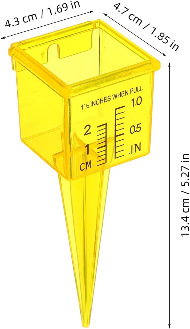 Toddmomy 4 Pack 1.5" Sprinkler Rain Gauge, Wide Mouth Lawn Water Measuring Tool with Stake for Irrigation Calibration, Dual Scale Outdoor Rainfall Monitor