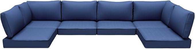 Outdoor Replacement Cushions for Patio Furniture,Water-Resistant Sofa Cushion for Rattan Wicker Sectional Patio Conversation Sets,14-Piece Outdoor Couch Cushion, Deep Blue