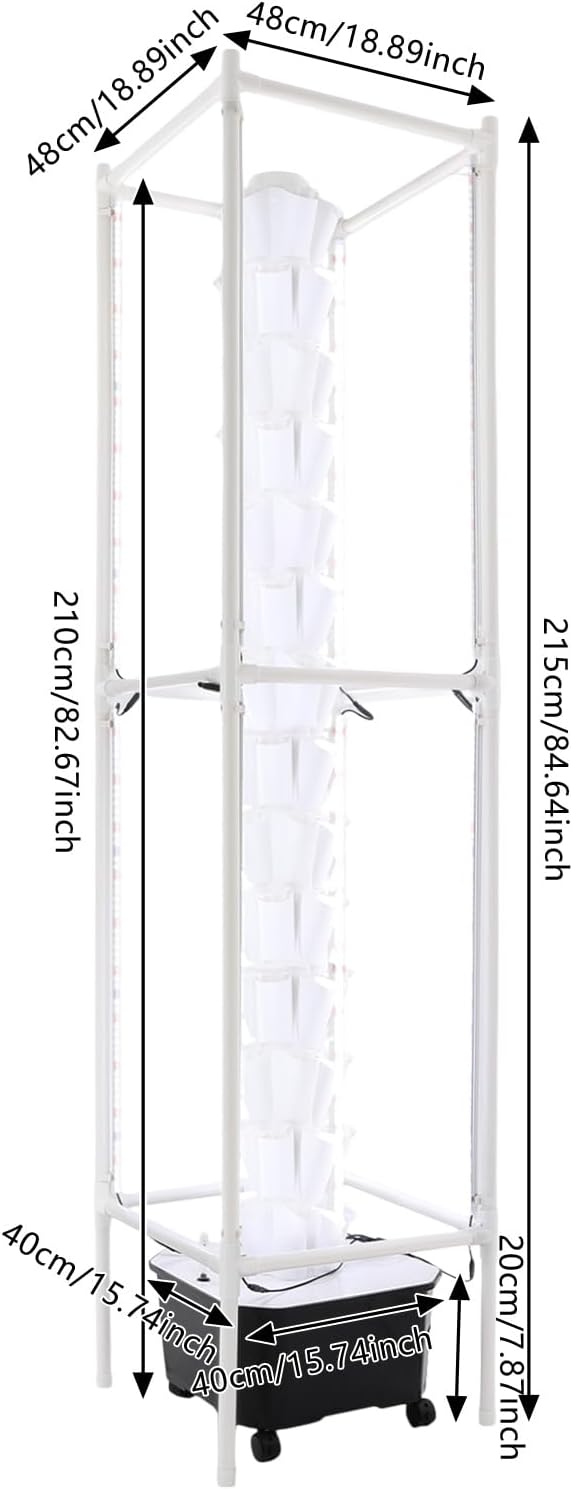 Hydroponics Growing System with LED Grow Lights, 70 Pods 14 Tiers Hydroponic Tower, Vertical Garden Planter with Water Pump & Timer, Hydroponic Germination Kit for Herbs, Fruits, Vegetables
