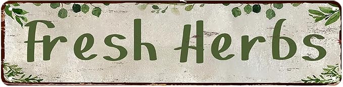 Herb Garden Signs for Outside Funny Gardening Metal Tin Sign Rustic Outdoor Fresh Herbs Sign for Farm Yard Herb Garden Home Wall Art Decor, Weatherproof Metal Garden Signs for Outside 4×16 Inch