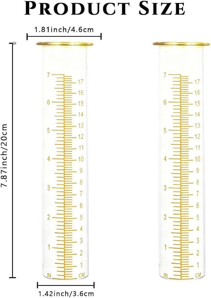7'' Capacity Rain Gauge Replacement Tube Glass, 2 Pcs Replacement Rain Gauge Tube for Garden Yard Outdoor(Yellow)