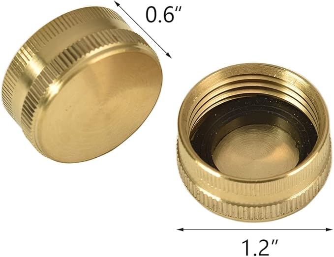 2 Pack 3/4" Brass Garden Hose End Caps with Washers