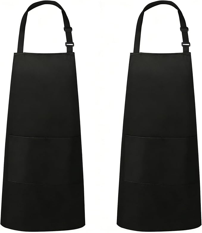 VALOME 2 Pack Kitchen Aprons, Apron for Cooking with 2 Pockets, Unisex Adjustable Neck Strap Chef Aprons for Men Women