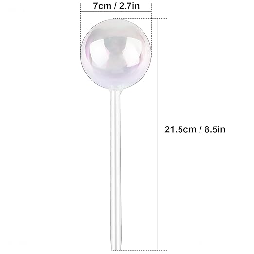 [6 PCS] Light Iridescent Rainbow Gradient Color Clear Glass Self-Watering System Spikes, Automatic Plant Waterer Bulbs