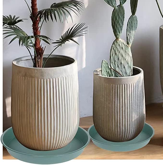 2 Pack of 20 21 inch Plant Saucer Round, Deep Plant Saucers for Pots, Heavy Duty Plastic Plant Drip Tray for Indoors Outdoor, Bird Bath Bowls, Plant Trays for Planter 19-22" (21 inch, Green)