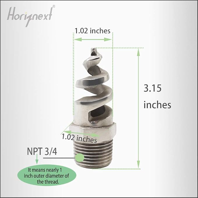 NPT 3/4 spiral aerator lawn, stainless steel 316 hose sprayer nozzle atomizer, for garden, fire proofing, gas and liquid cooling (5 pcs)