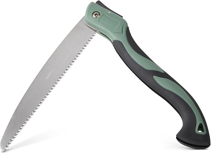 Amazon Basics Pruning Saw with 3-Sided Teeth, 10" Folding Blade, Hand Saws for Tree Trimming and Wood Cutting