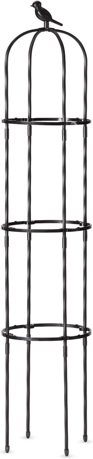 FOLLOOK Garden Obelisk Trellis for Climbing Plants Outdoor, Lightweight Climbing Plant Support Flower Roses Clematis Vegetable Light Vines Round Trellis for Raised Garden Bed Planter, Black, 1 Pack