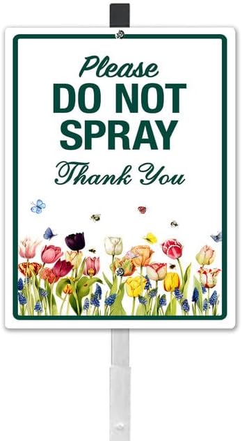 Please Do Not Spray Thank You Yard Sign With Stake No Spray Zone Reflective Aluminum Lawn Signs Signs Rust Free Pollinator Wildflowers Garden Signs (8x12) IN