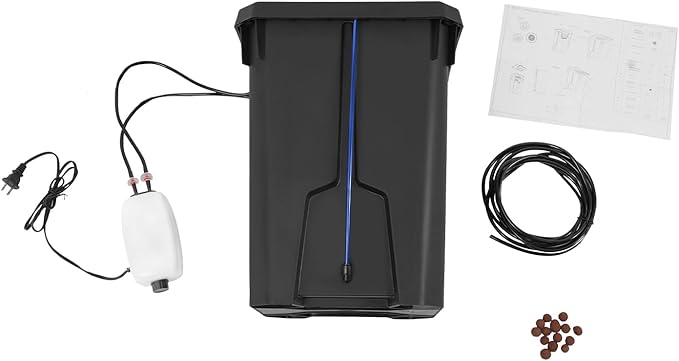 DWC Hydroponics Grow System 7.13 Gal Deep Water Culture Kit Auto Irrigation Sets w/8W 110V Air Pump, 12inch Bucket, Flippable Inspection Cover, for Indoor Gardening Vegetables (1 Buckets+7.13 Gal)
