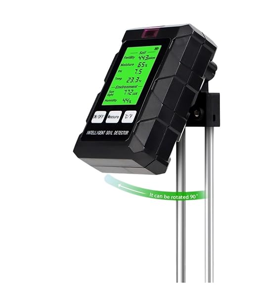 90 Degrees Rotation 6 in 1 Soil Meter Soil PH Tester Moisture Fertility Temperature Air Humidity Light Detector for Garden